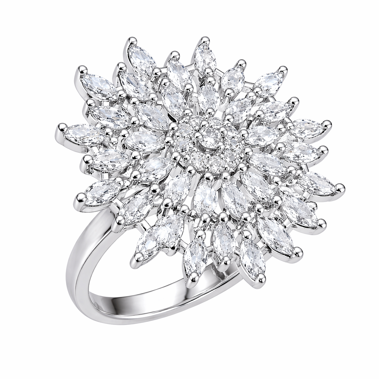 CZ Diamond Cluster Statement Ring