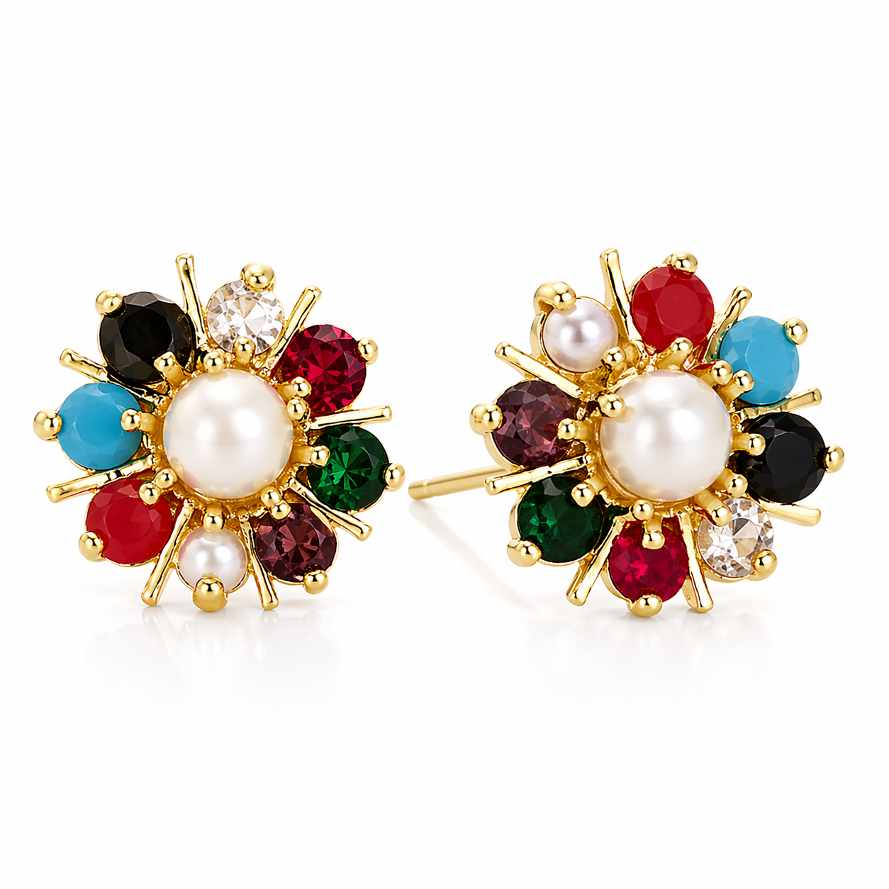 Multicolor Gemstone Stud Earrings