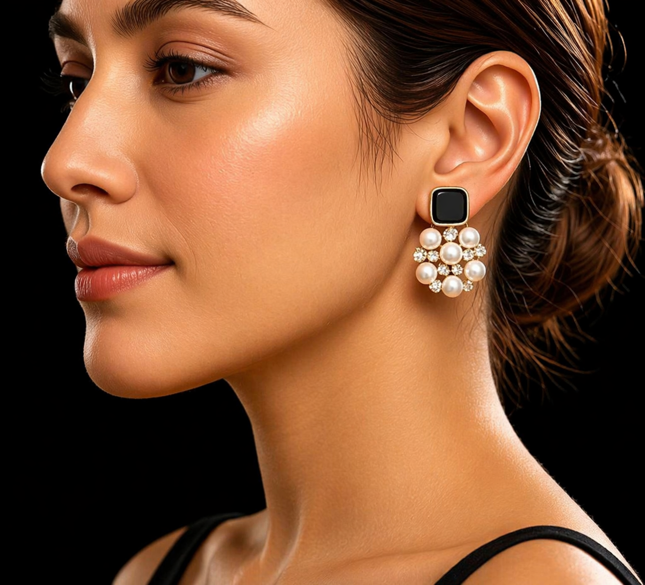 Elegant Pearl & Crystal Earrings