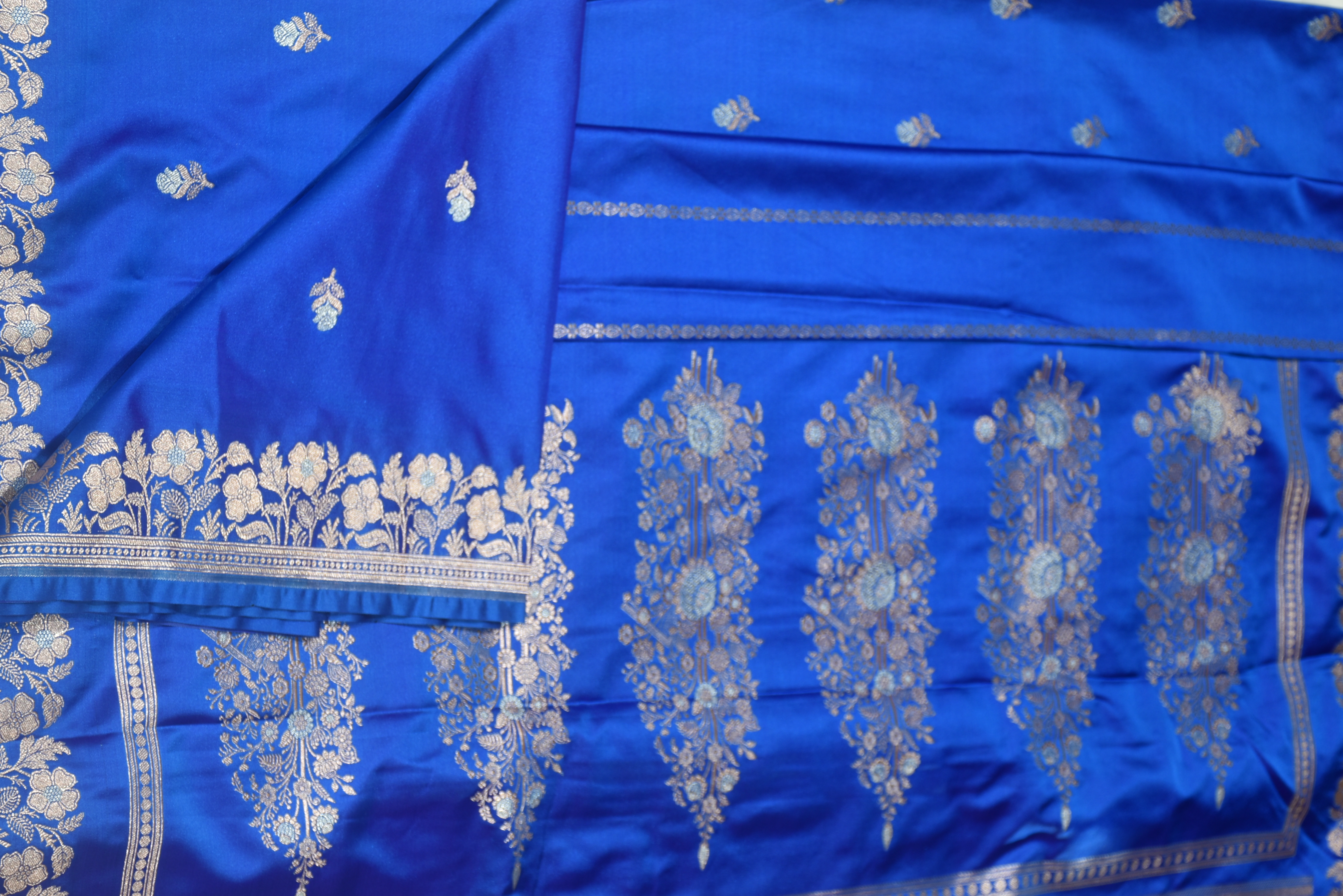 Blue Mashru Saree