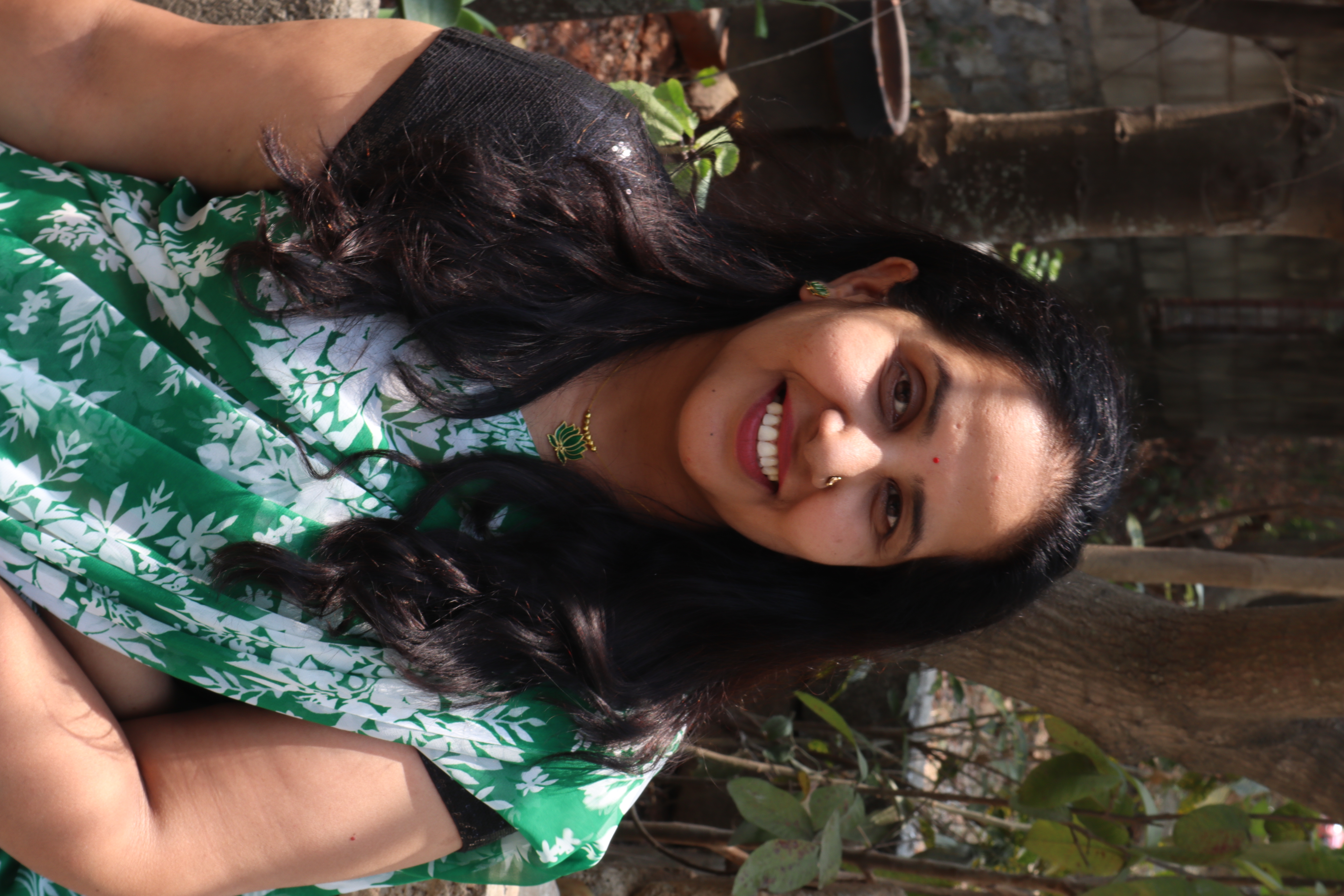 Floral Print Green Saree