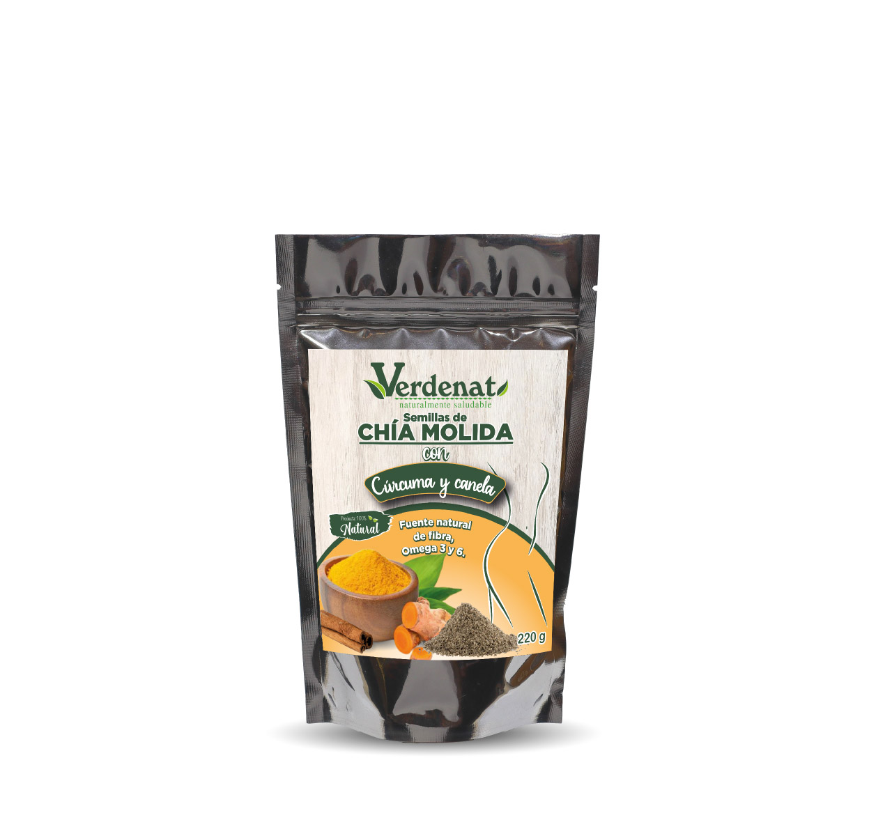 Semillas de Chía Molida con Cúrcuma y Canela 220g