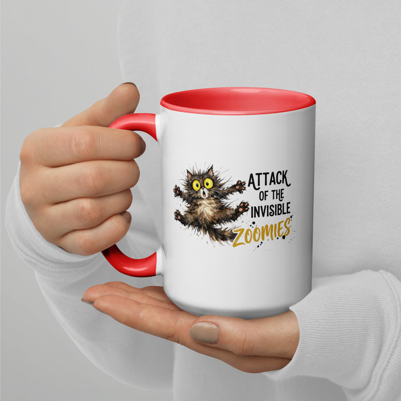 Cat Zoomies Mug with Color Inside