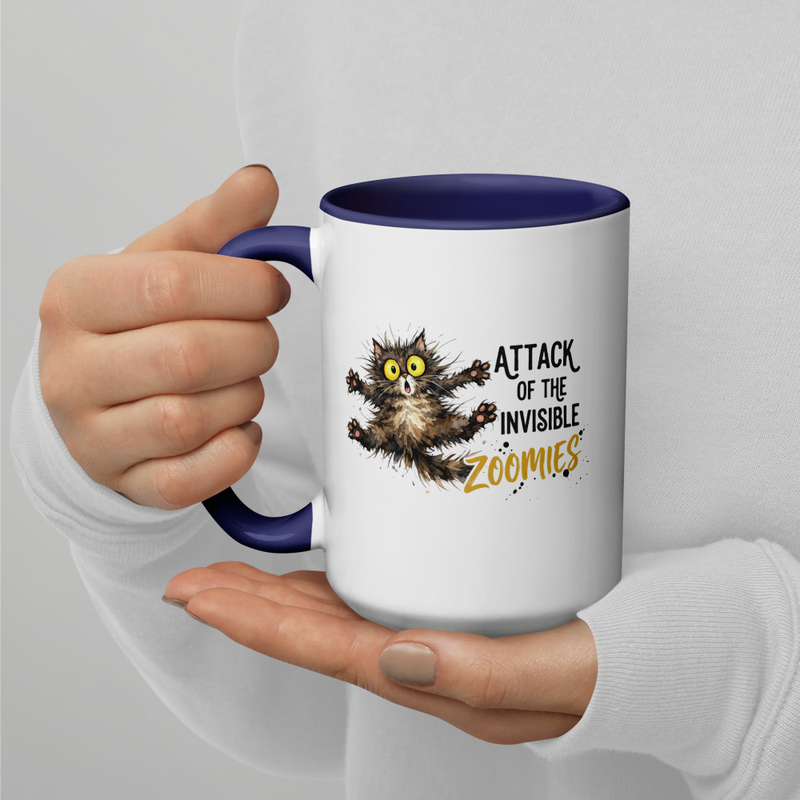Cat Zoomies Mug with Color Inside