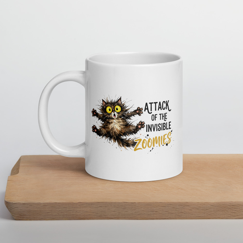 Cat Zoomies White glossy mug