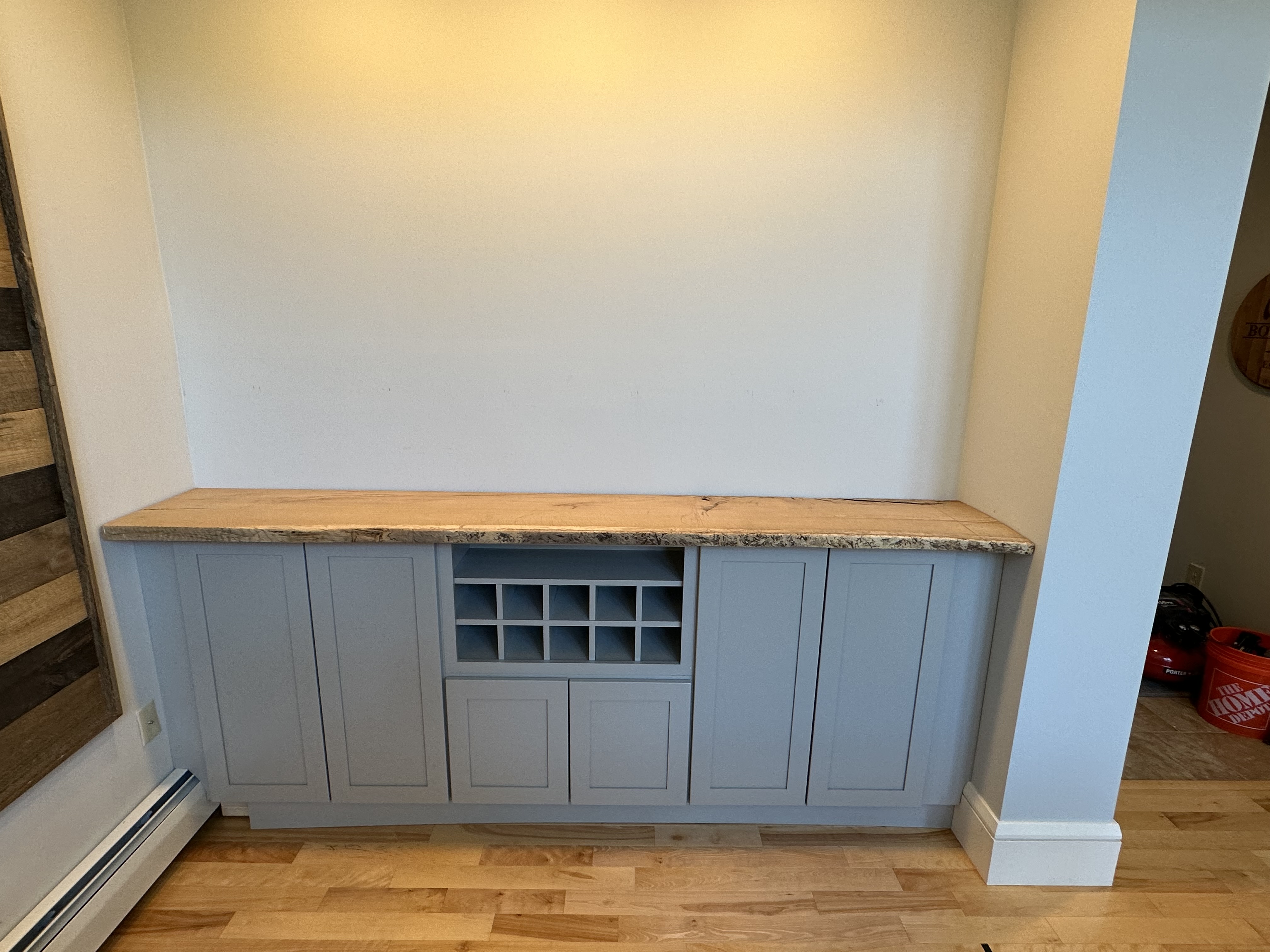 Custom Home Bar Setup with American Flag Decor