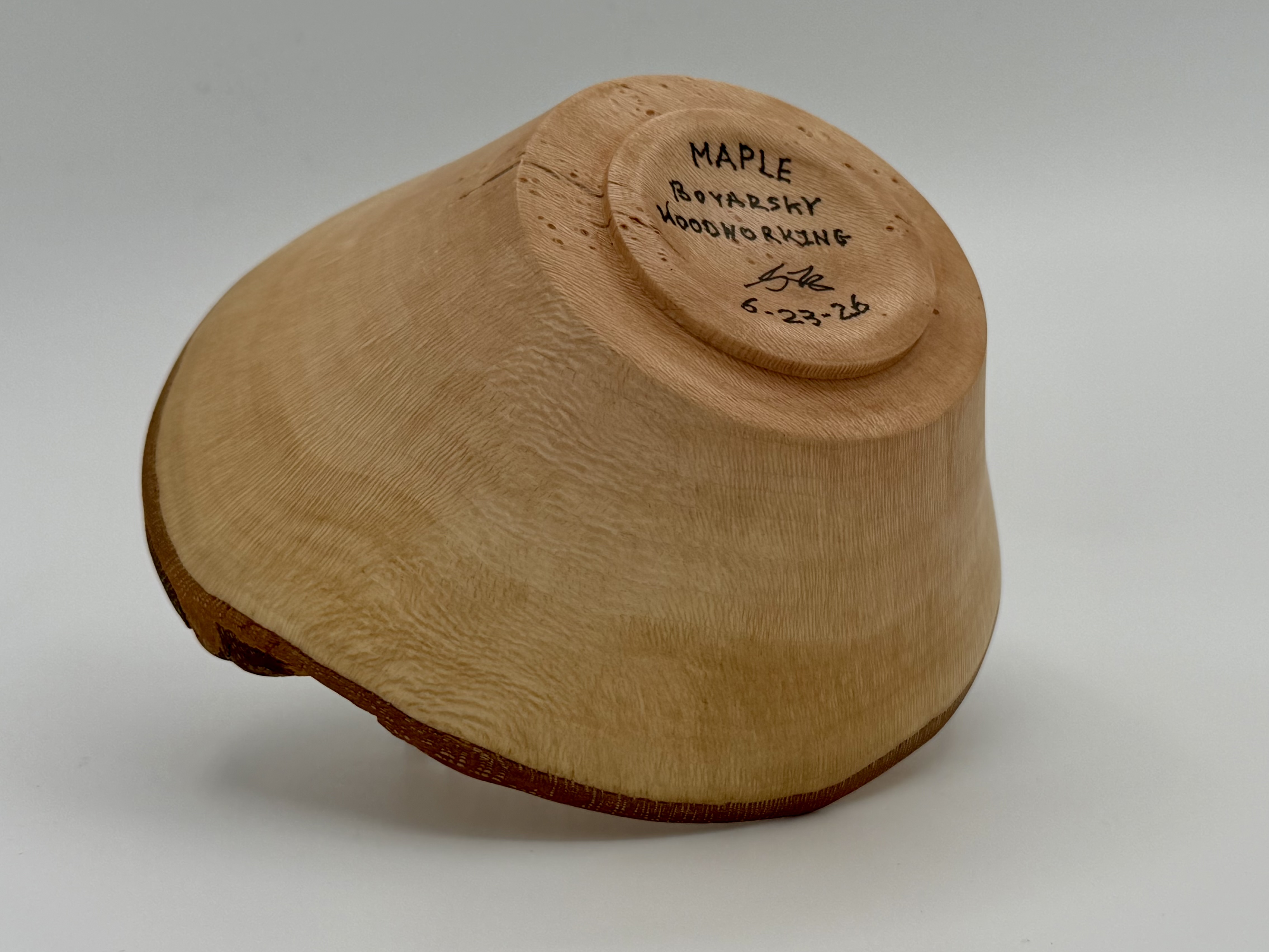 Live Edge Curly Maple Bowl, 6”