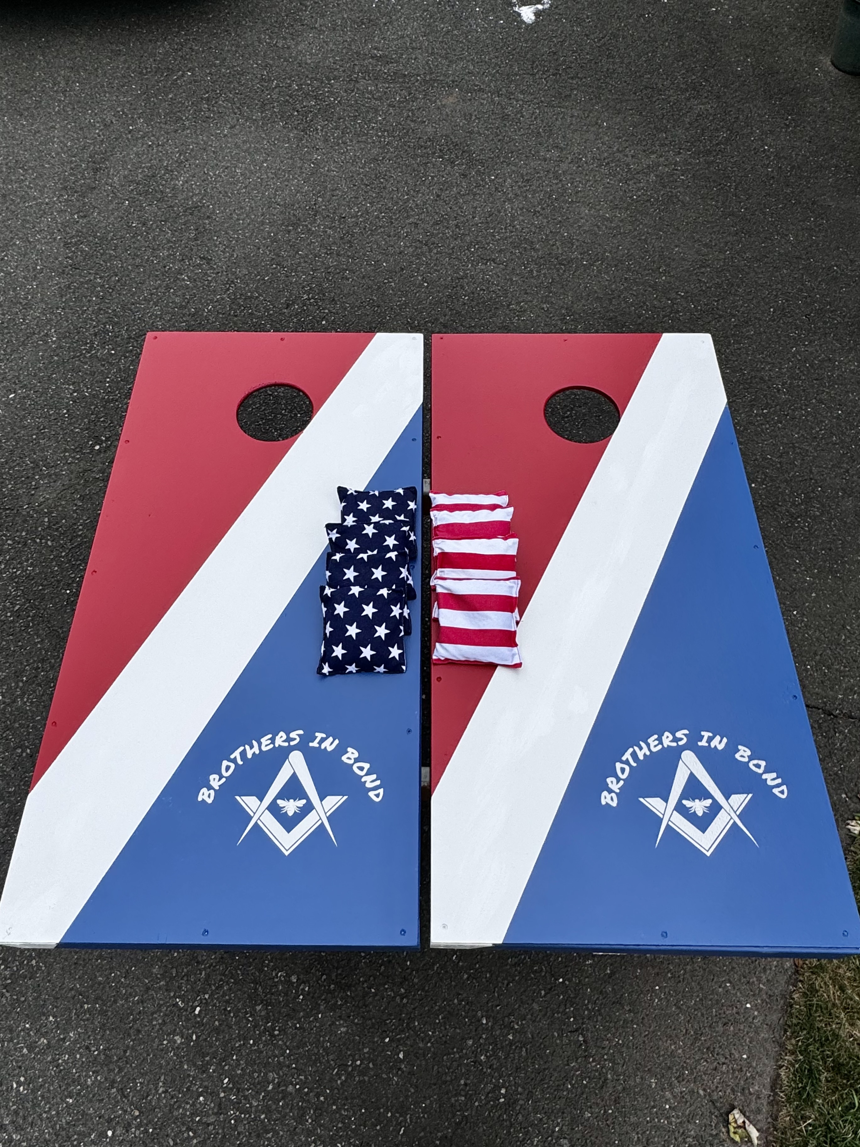 Custom Painted Cornhole Set — "Brothers in Bond" Commission