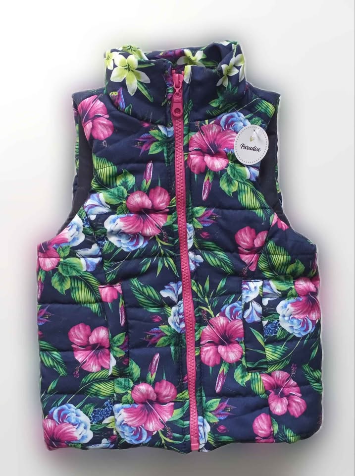 Chaleco acolchado infantil floral