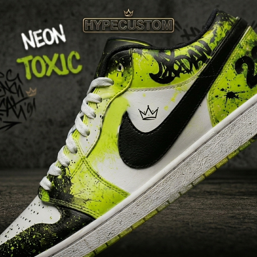 Neon Toxic Custom NIKE JORDAN 1 LOW Sneakers