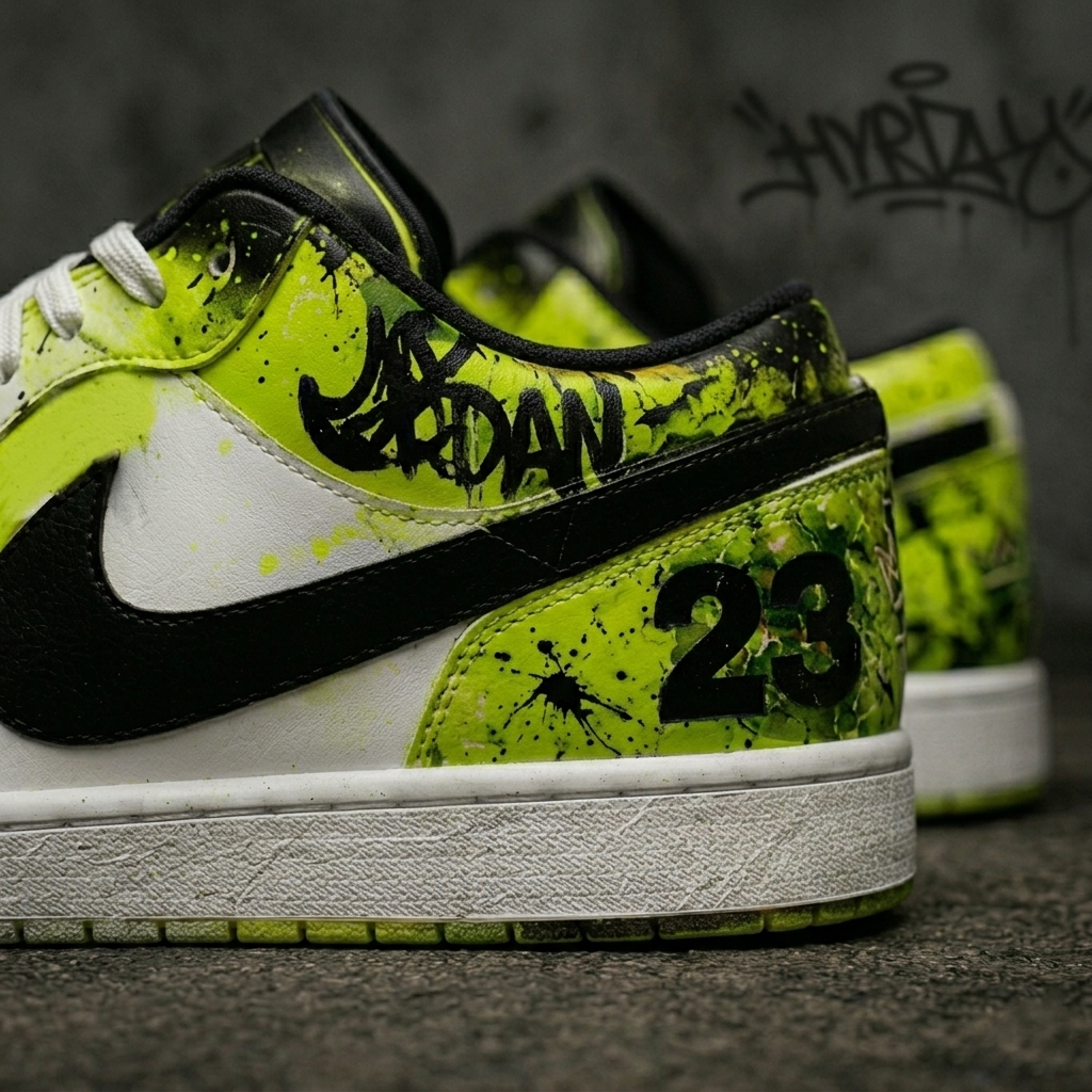 Neon Toxic Custom NIKE JORDAN 1 LOW Sneakers