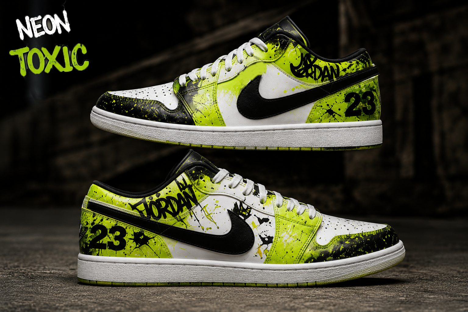 Neon Toxic Custom NIKE JORDAN 1 LOW Sneakers