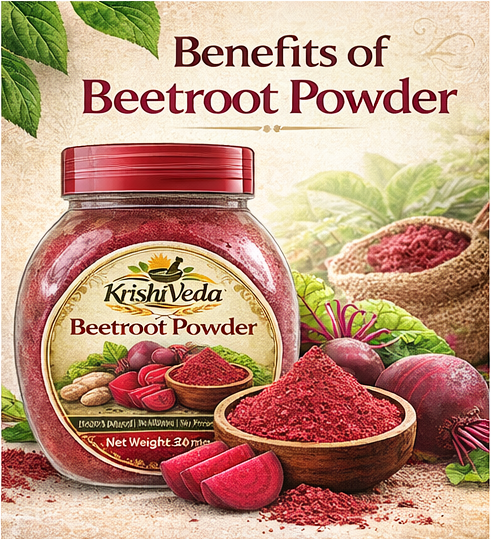 KrishiVeda Beetrooot Powder, Dehydrated Beetroot Powder, Rich in Iron and Antioxidants, 200 G (Pack of 1), for Juice, Smoothies and Skin