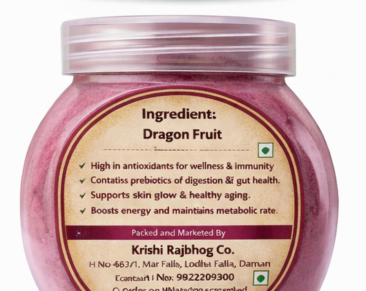 Dragon Fruit Powder | 100% Natural Dehydrated Pitaya Powder | No Additives & Preservatives | Rich in Antioxidants | For Smoothies, Juice & Health Drinks | 200g