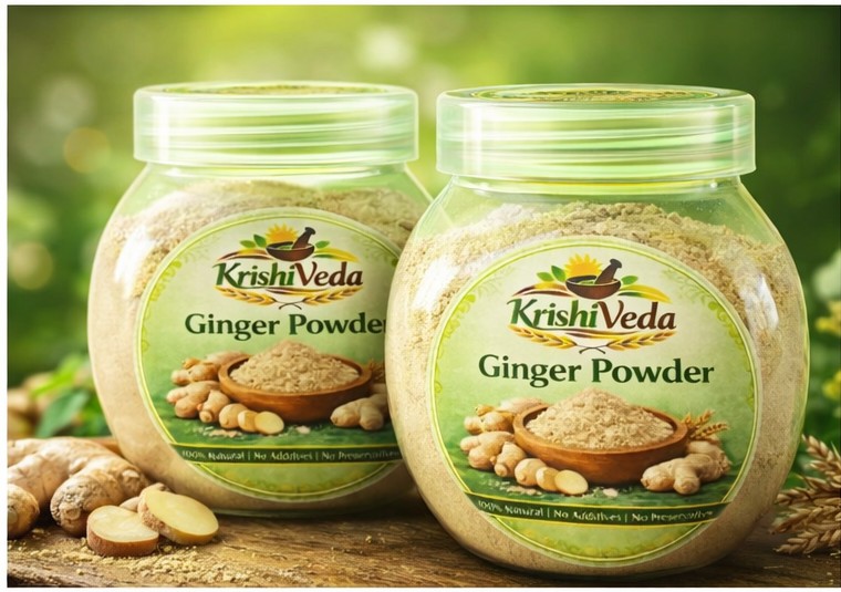 KrishiVeda Dehydrated Ginger Powder | Pure Taste | 100% Natural | No Additives | For Health and Cooking | Aids Digestion, Anti-Inflammatory, 200g