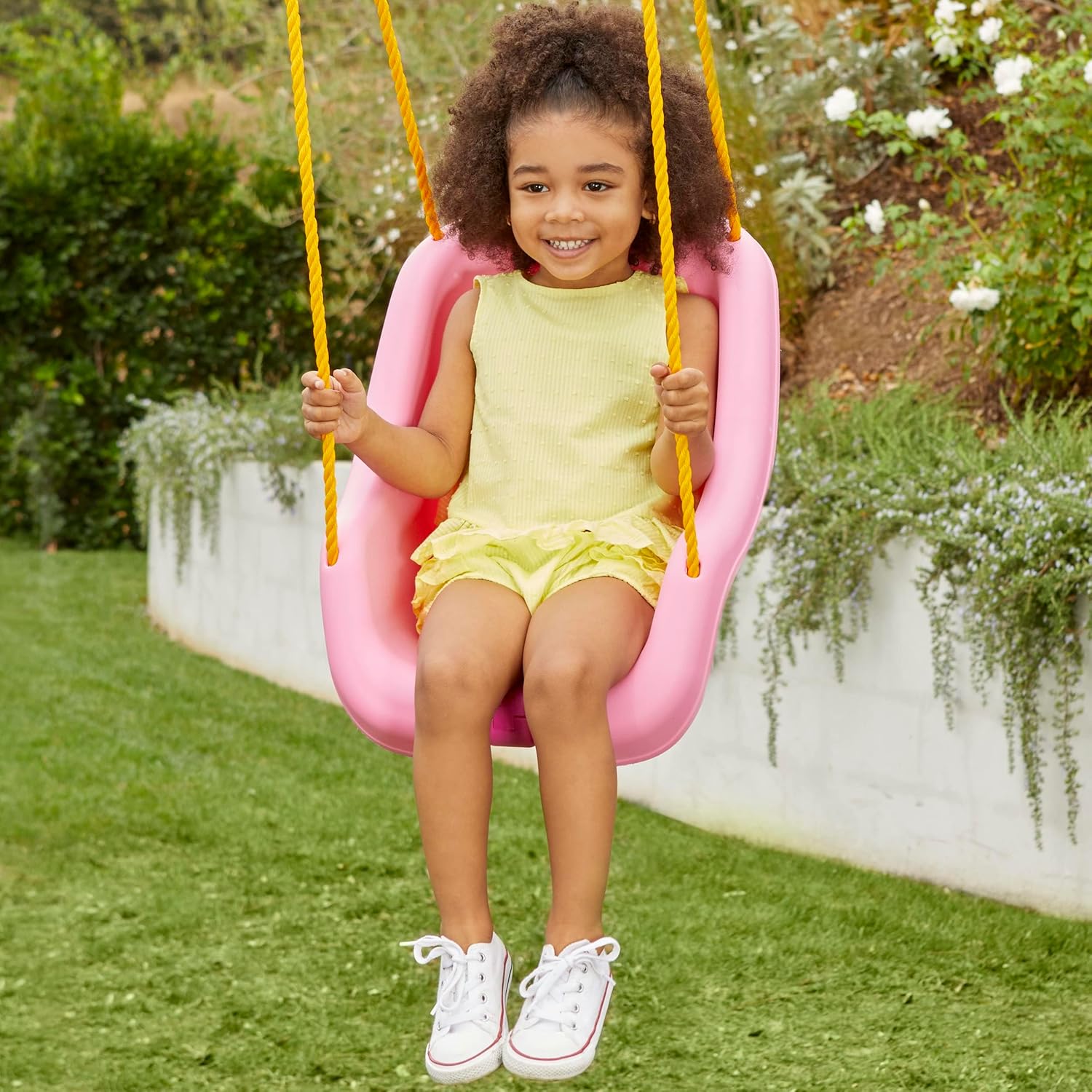 Little Tikes Snug 'n Secure Pink Swing with Adjustable Straps, 2-in-1 for Baby and Toddlers Ages 9 Months - 4 Years,16"D x 16.3"W x 17"H 