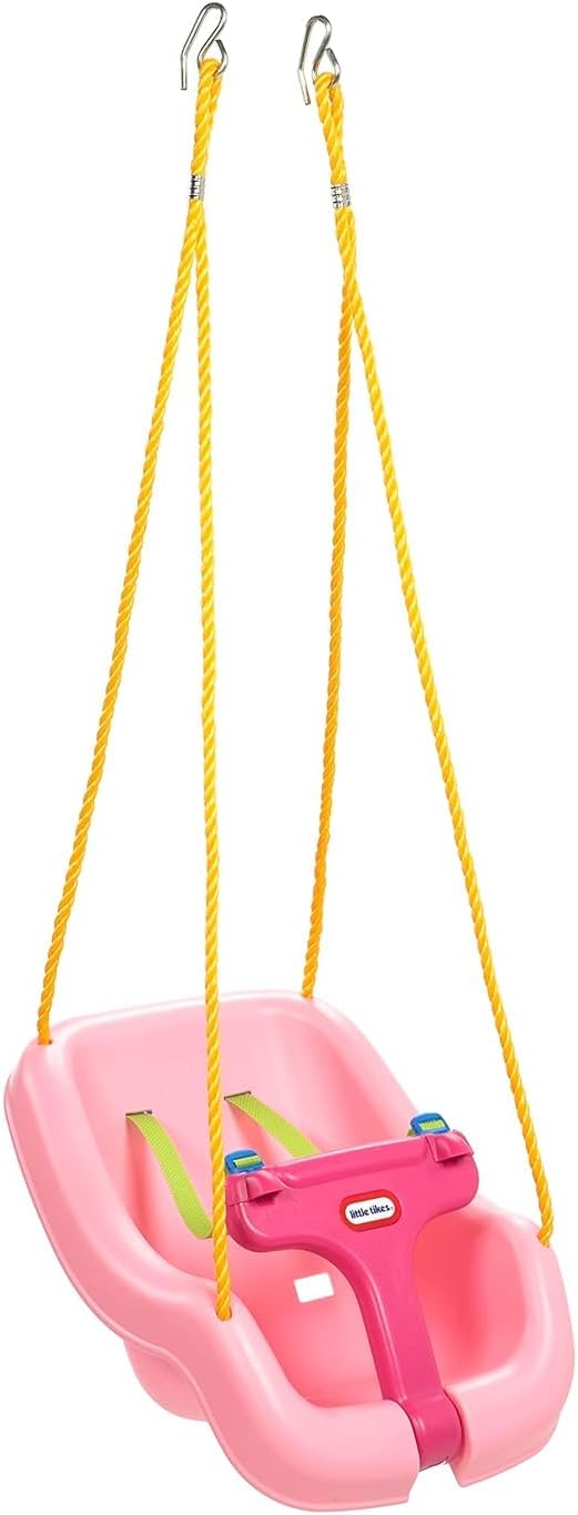 Little Tikes Snug 'n Secure Pink Swing with Adjustable Straps, 2-in-1 for Baby and Toddlers Ages 9 Months - 4 Years,16"D x 16.3"W x 17"H 