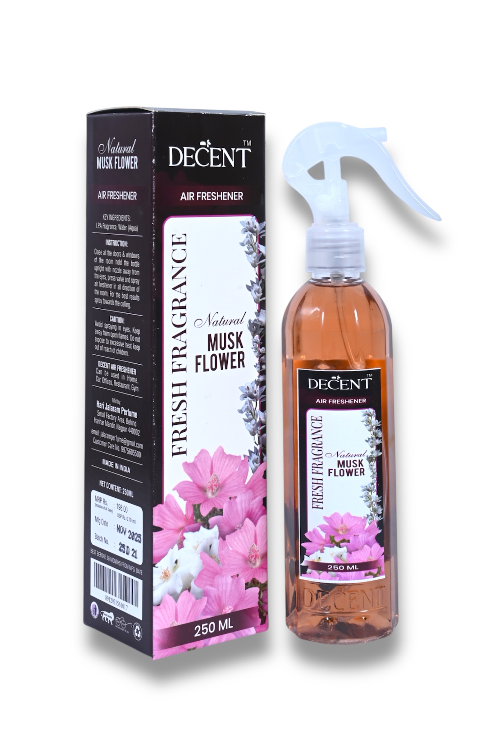 Decent Musk Flower Air Freshener 250ML | Combo of 3