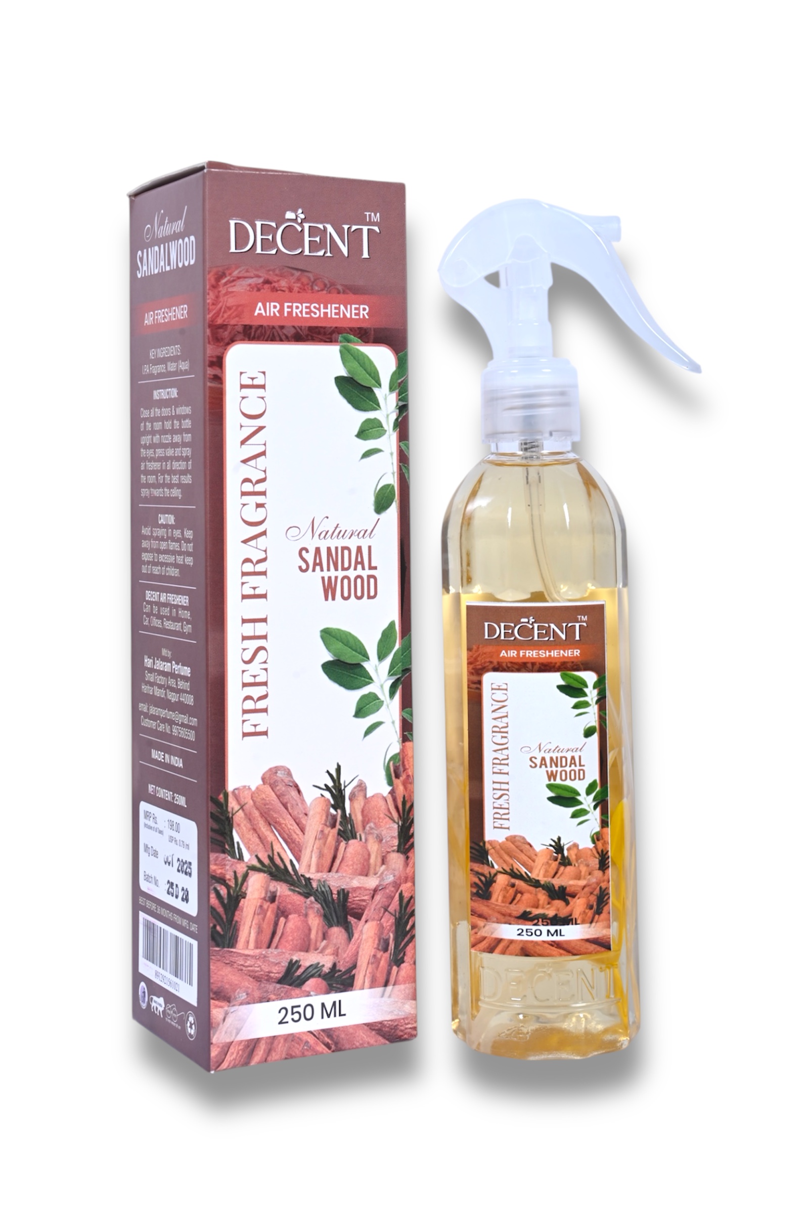 Decent Sandalwood Air Freshener 250ML | Combo of 3