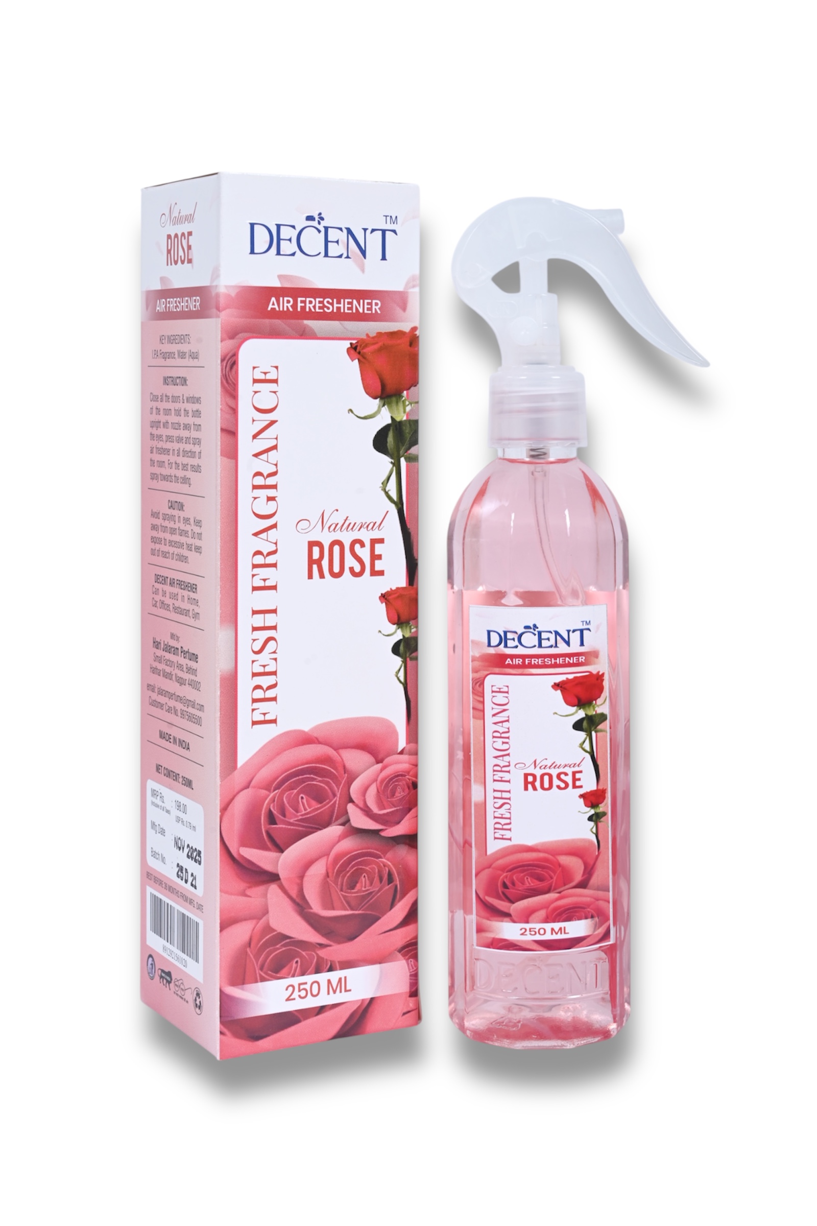 Decent Rose Air Freshener 250ML | Combo of 3