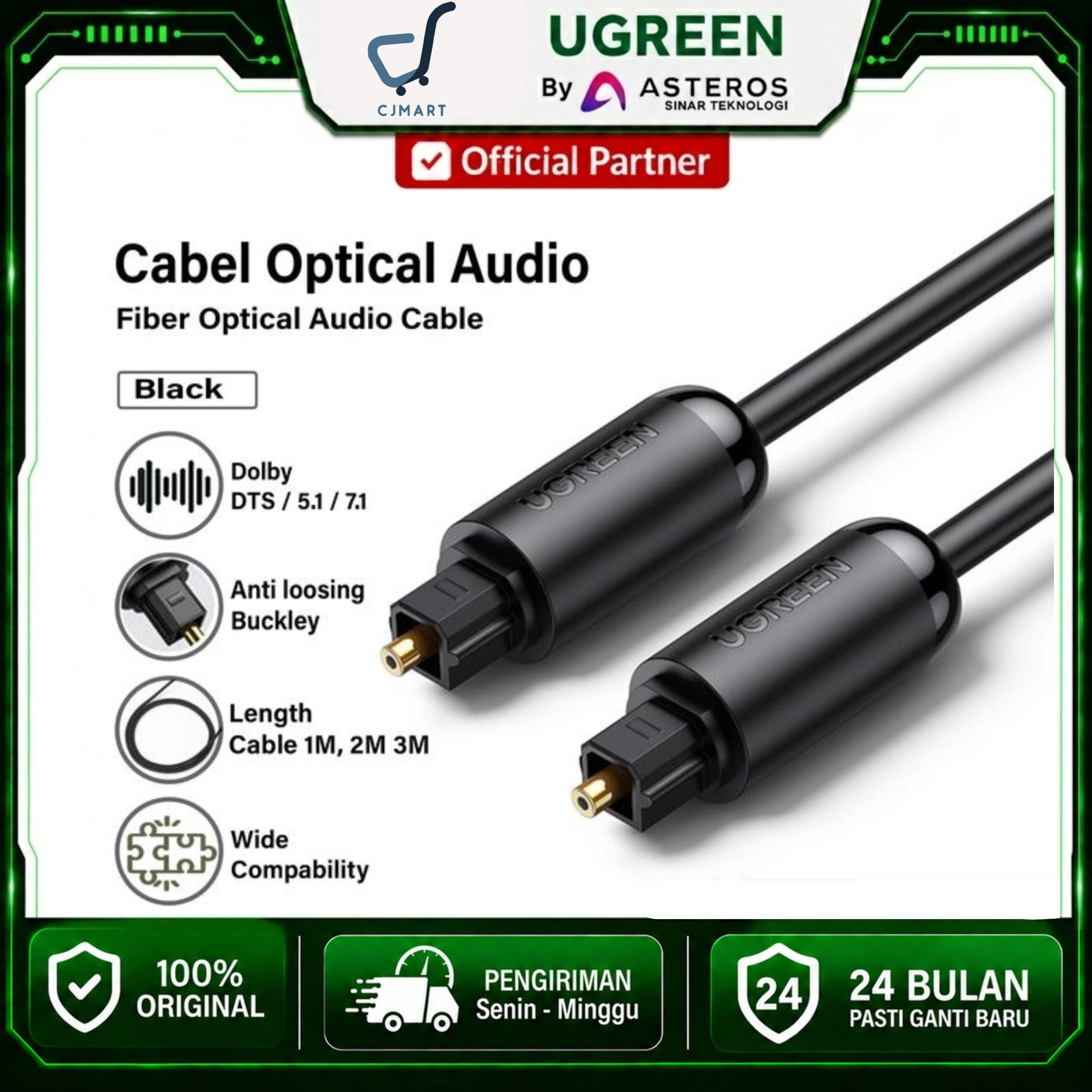 UGREEN CABLE TOSLINK OPTICAL AUDIO 1M BLACK / 70890