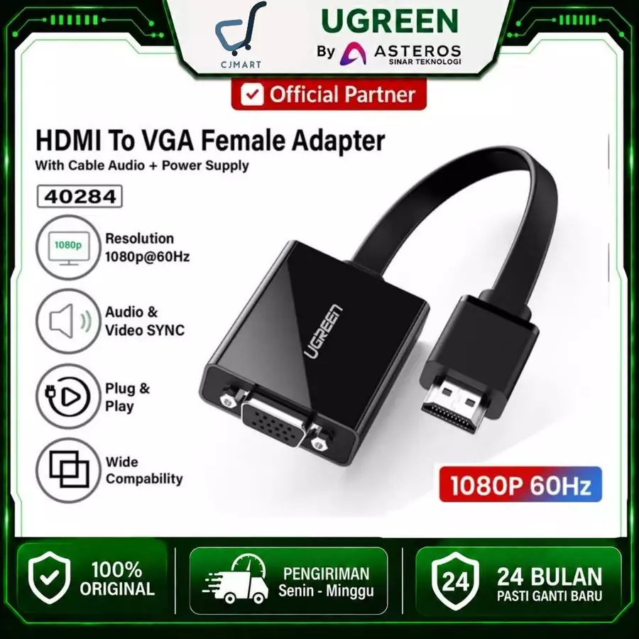 UGREEN CONVERTER HDMI TO VGA BLACK / 40248