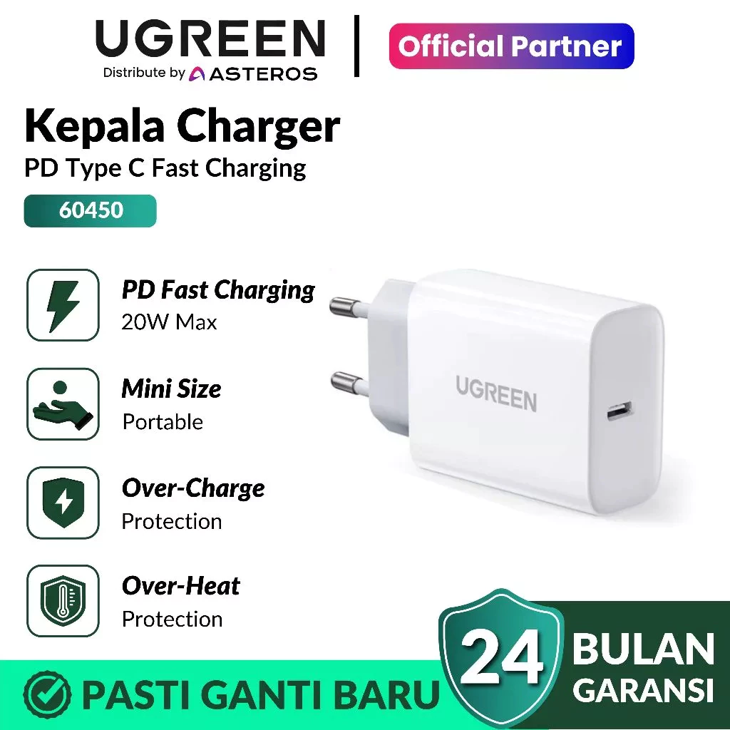 UGREEN Kepala Charger PD Type-C 20W