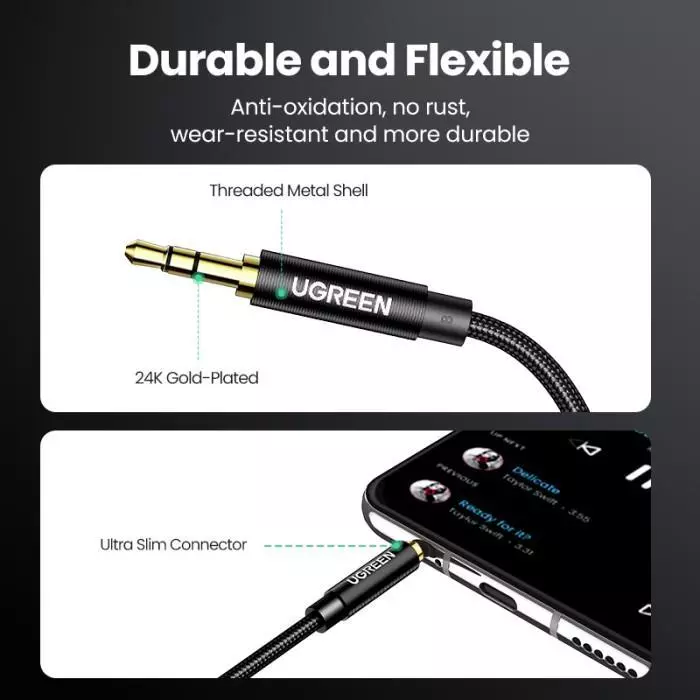 UGREEN Kabel Jack Aux 3.5mm Audio Stereo Cable Headphone Speaker 50361