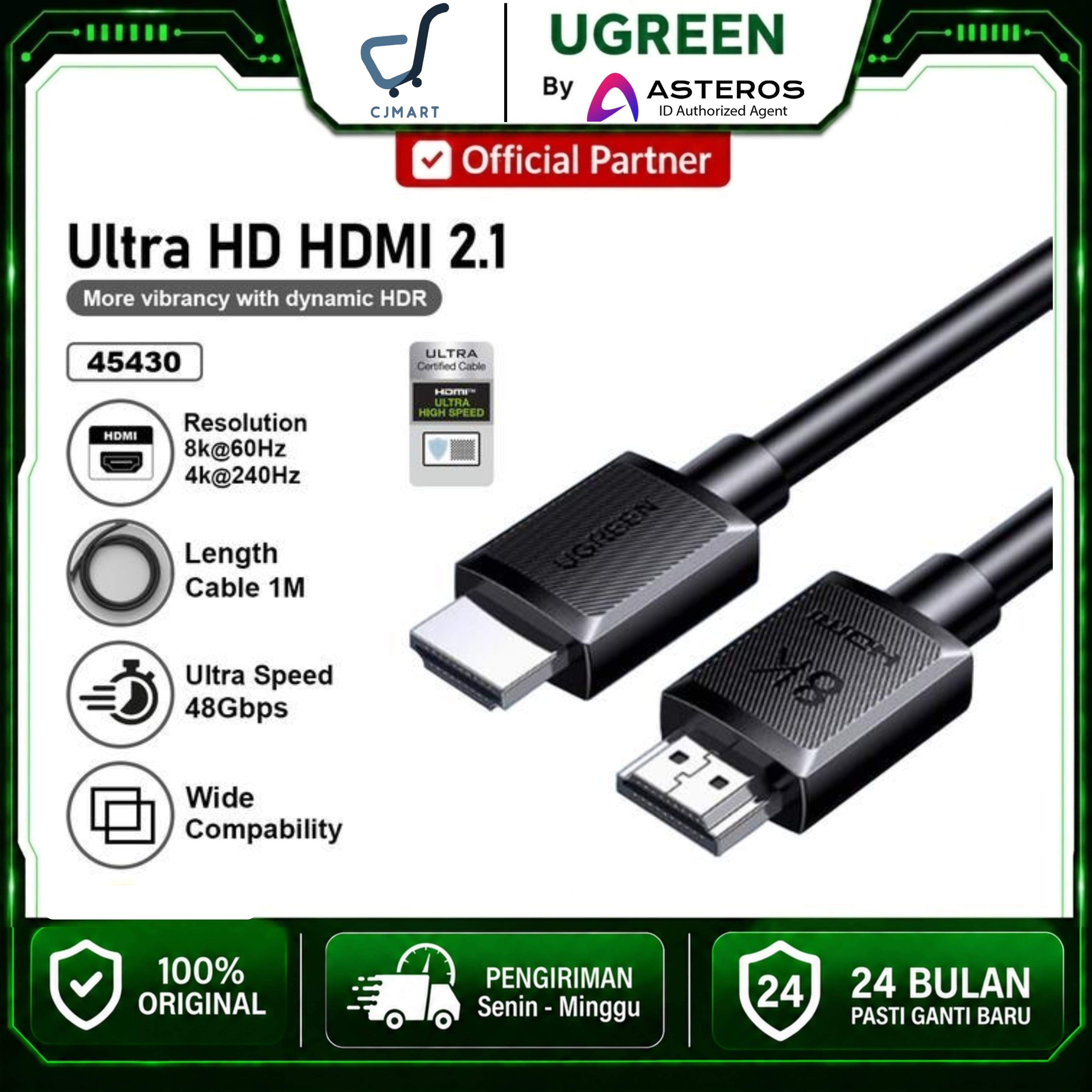 UGREEN CABLE HDMI 8K 2.1 VERSION 1M BLACK / 45430 / 454532 /45433