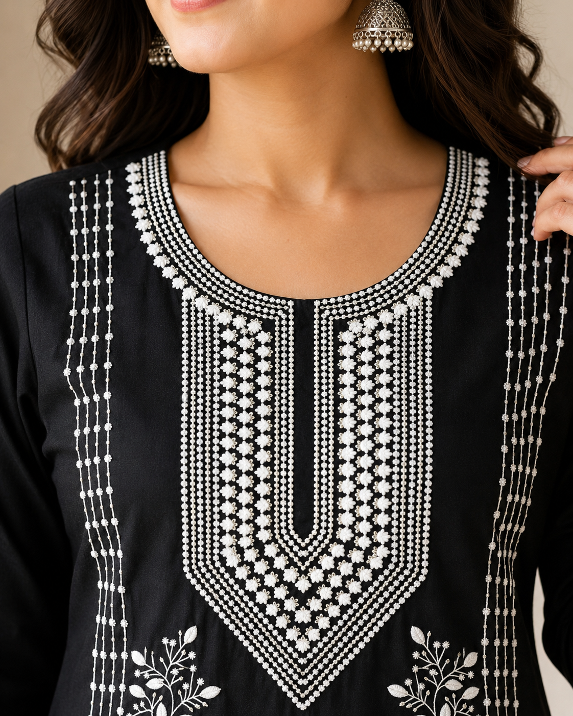 Black Embroidered Kurta Set