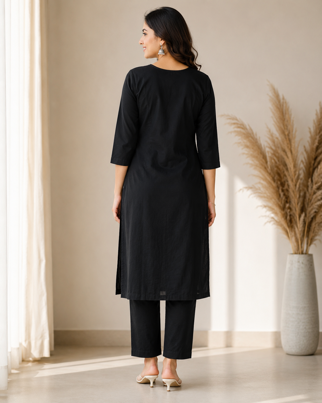 Black Embroidered Kurta Set
