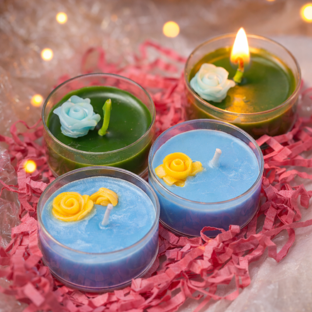 Rose Flower Scented Candles Set