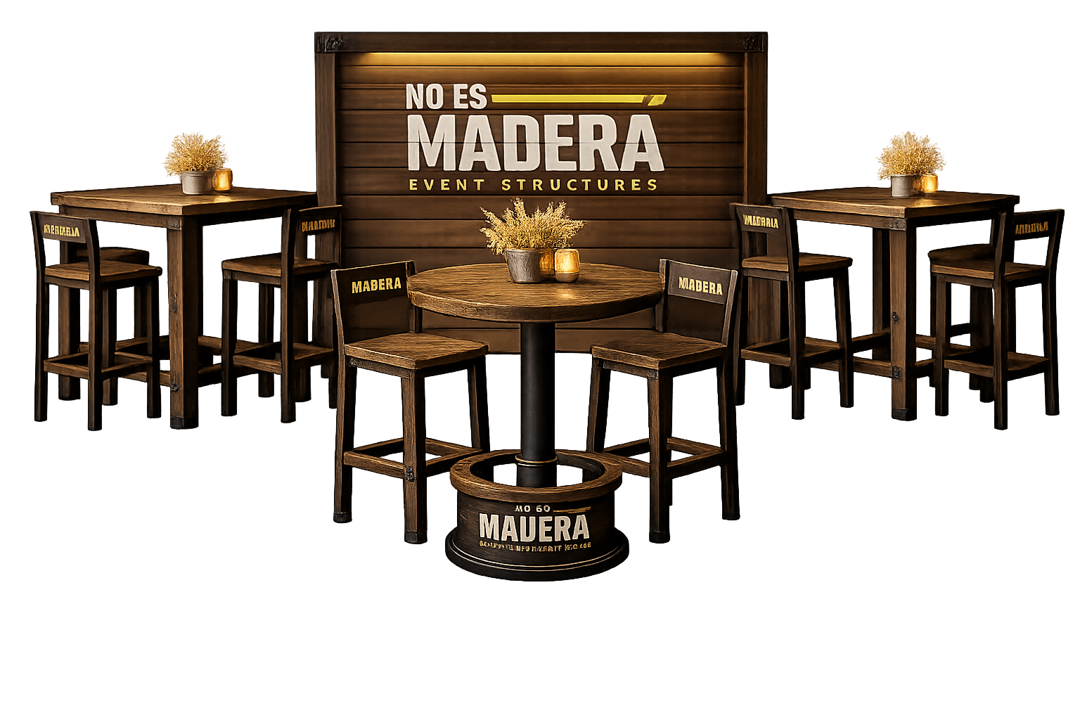 Juego mesa y dos sillas altas