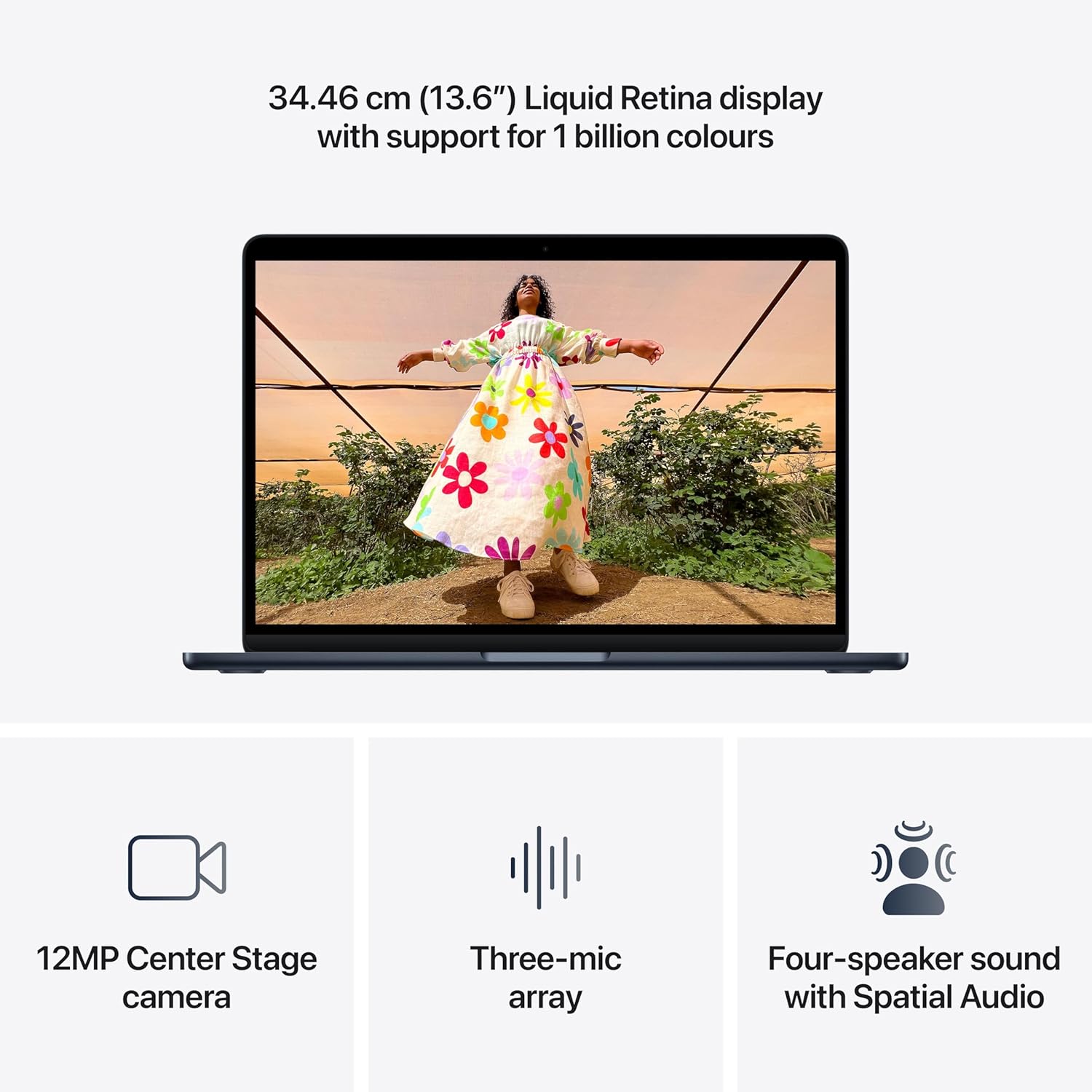 Apple 2026 MacBook Air 13″ Laptop with M5 chip: AI and Apple Intelligence, 34.46 cm (13.6″) Liquid Retina Display, 24GB Unified Memory, 1TB SSD Storage, 12MP Center Stage Camera, Touch ID; Midnight