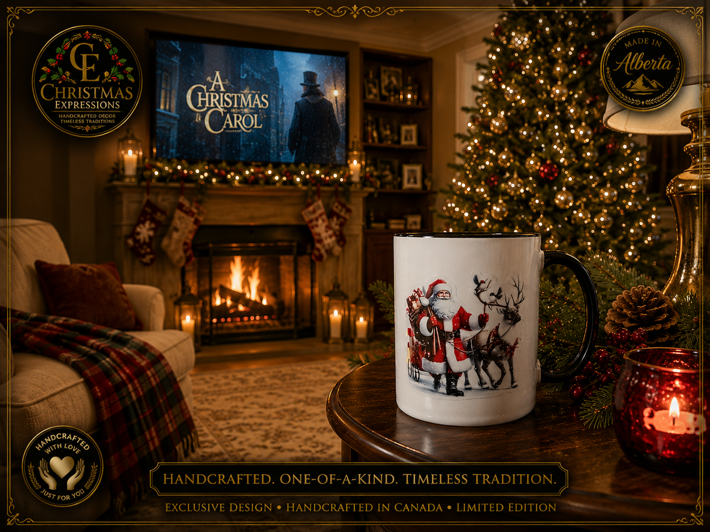 Santa's Christmas Journey Luxury Coffee Mug | Handcrafted Christmas Expressions Collection