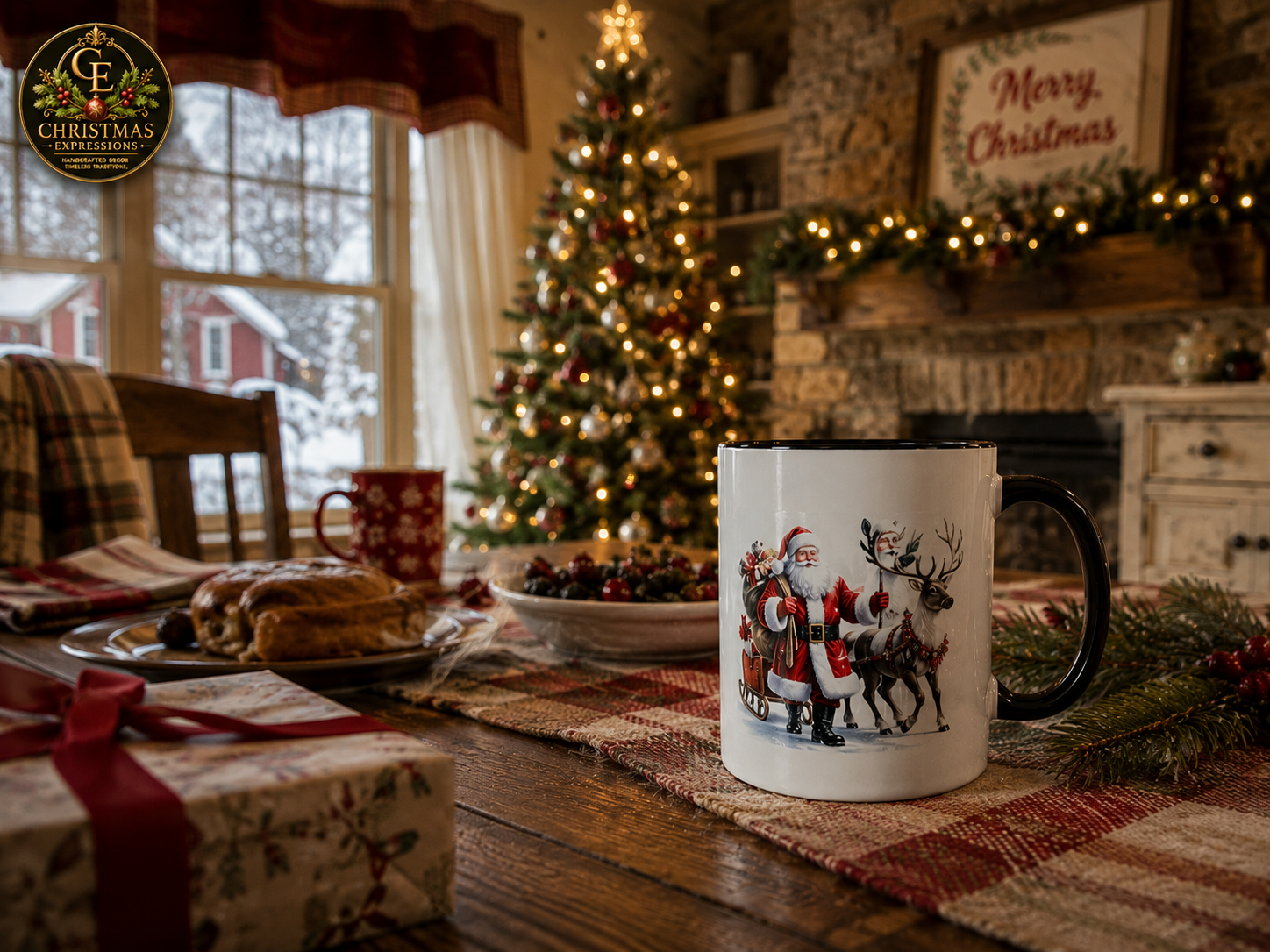 Santa's Christmas Journey Luxury Coffee Mug | Handcrafted Christmas Expressions Collection
