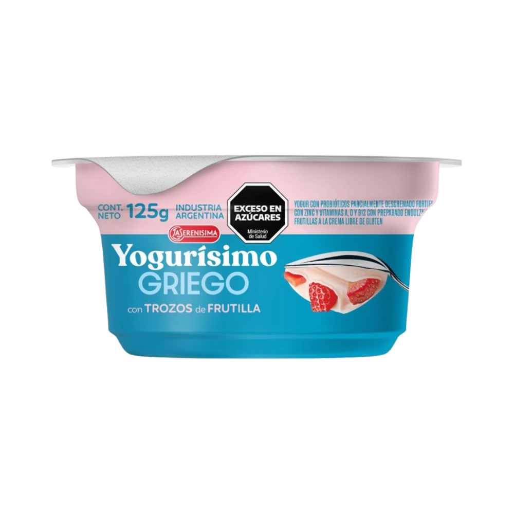 yogurisimo griego c/trozos de frutilla 125gr