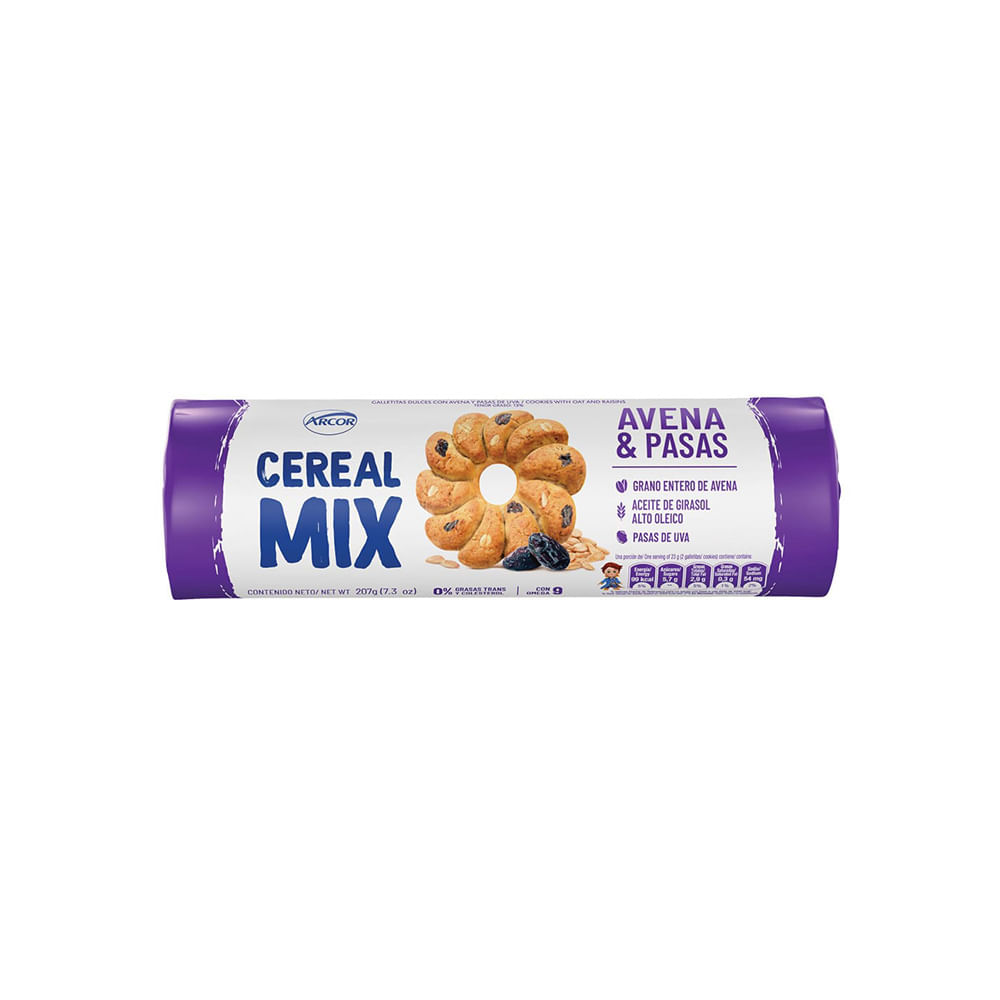 cereal mix avena y pasas 207gr