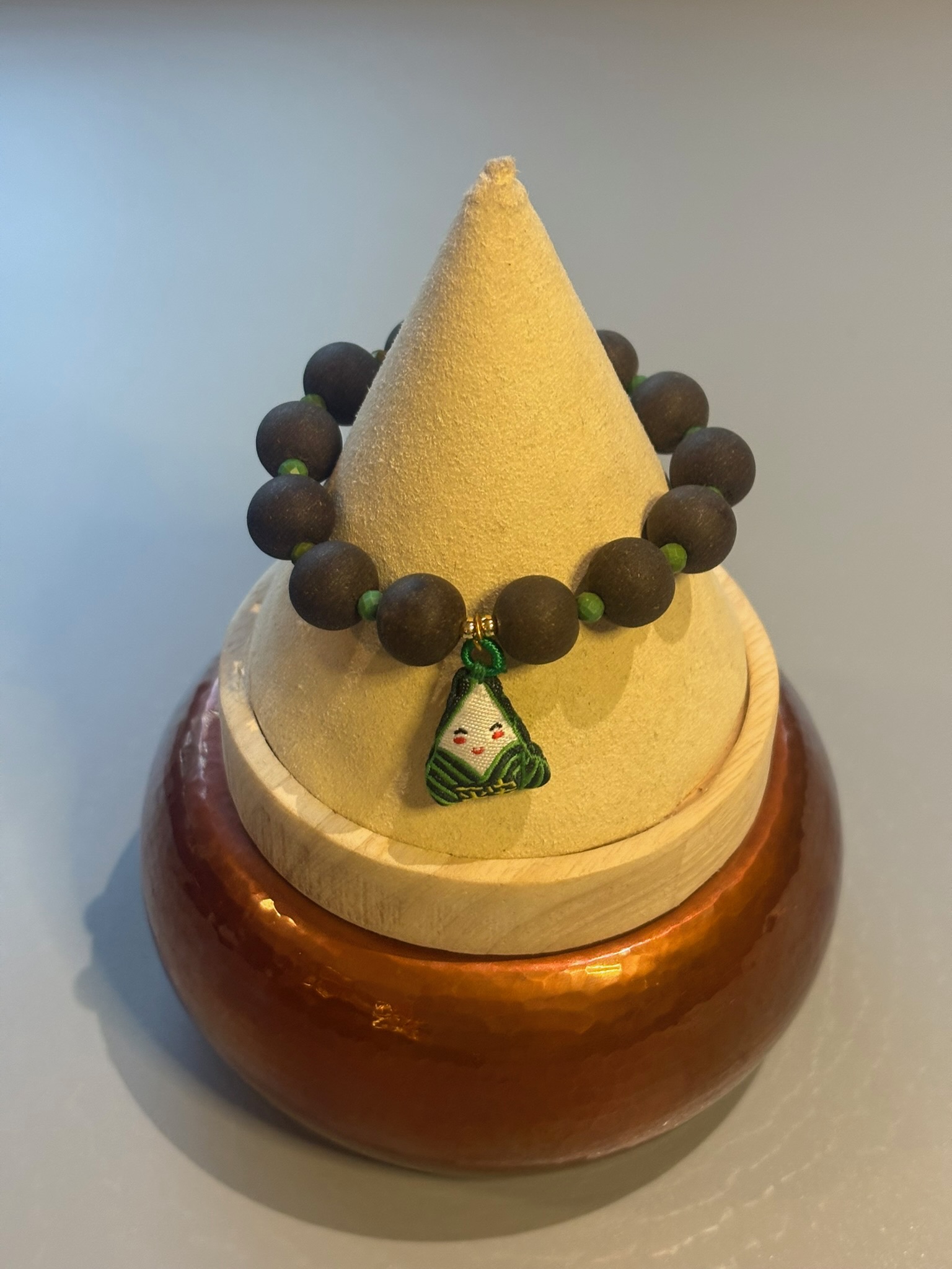 Wood Bead Bracelet with Pendant
