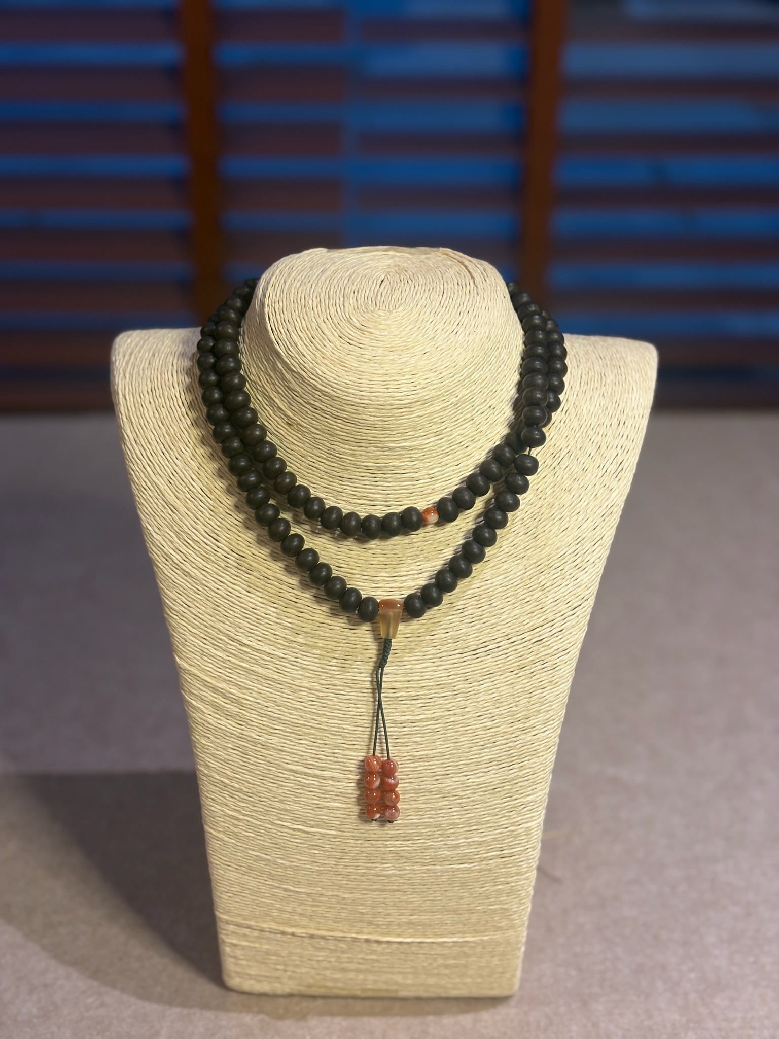 Black Bead Mala Necklace