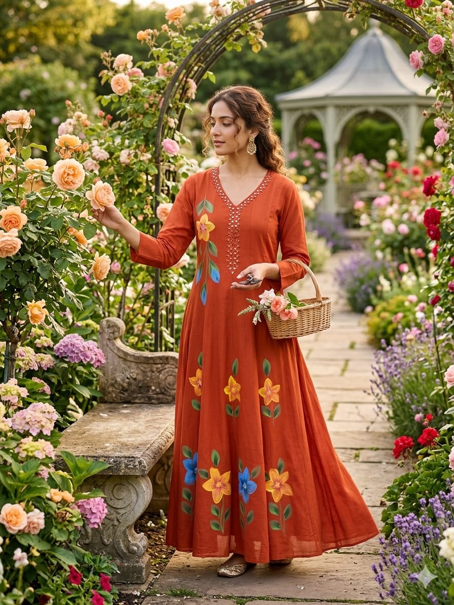 Floral Orange Maxi Dress