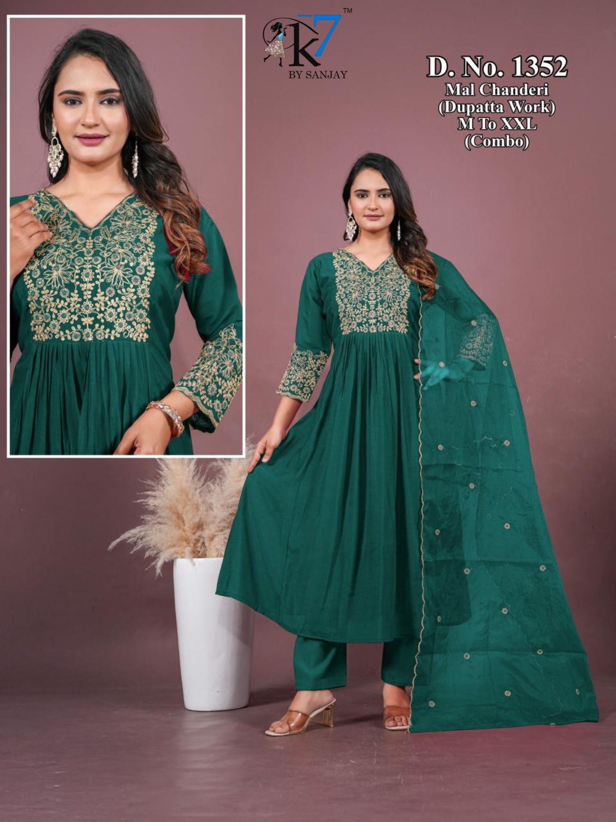 Green Chanderi Kurta Set