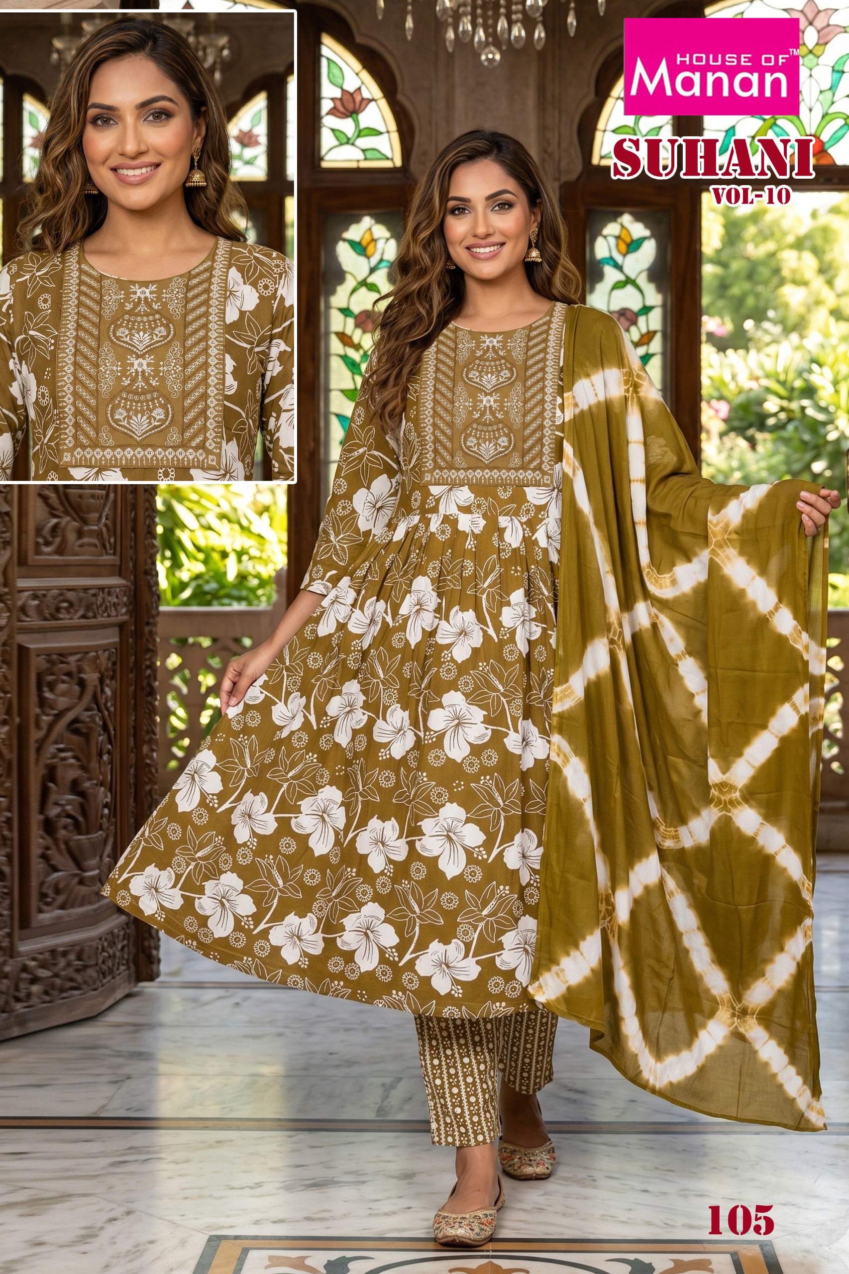 Red Floral Printed Kurta Set