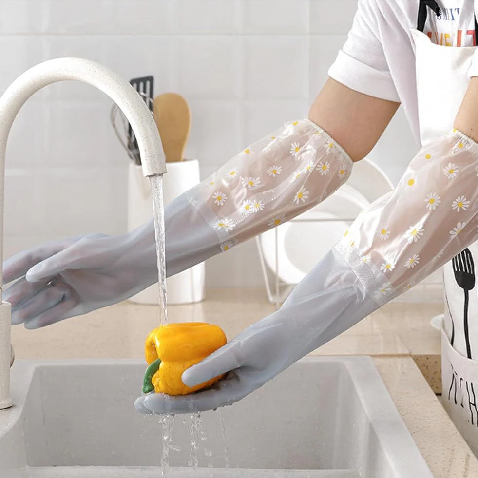 Floral Waterproof Kitchen Gloves