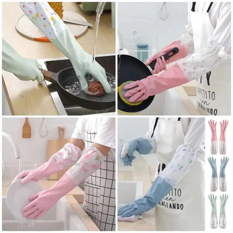 Floral Waterproof Kitchen Gloves