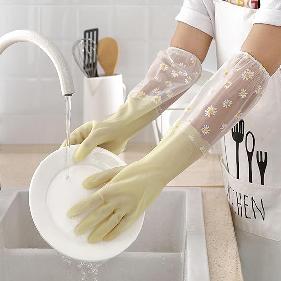Floral Waterproof Kitchen Gloves