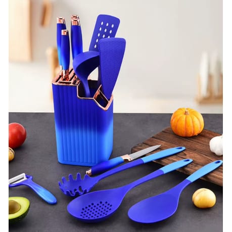 Blue Silicone Kitchen Utensil Set