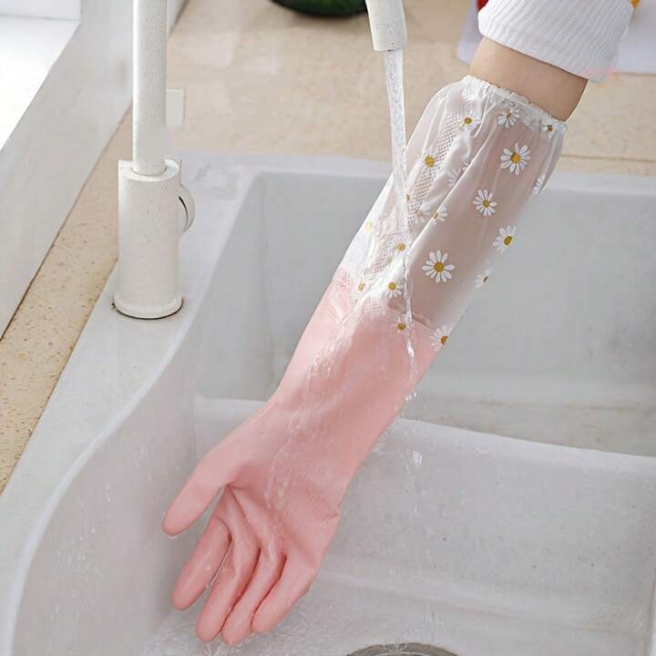 Floral Waterproof Kitchen Gloves