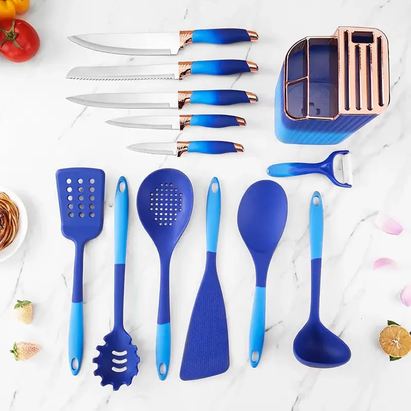 Blue Silicone Kitchen Utensil Set