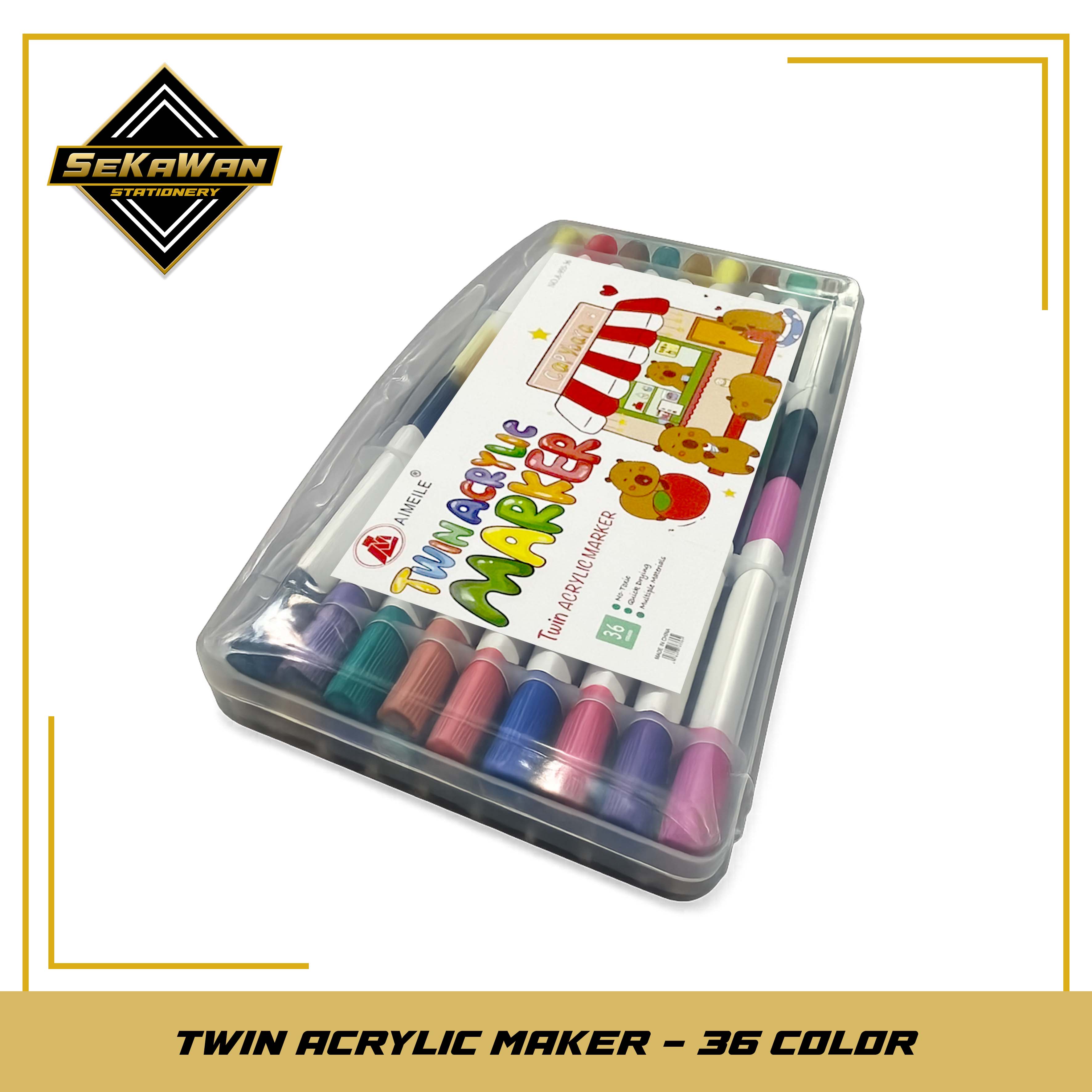 Spidol Akrilik Dual Tip Set 12/24/36 Warna - Acrylic Marker Non Toxic, Water Based